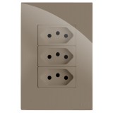Conjunto Tomada Tripla 10A 4x2 - RECTA FENDI GLOSS